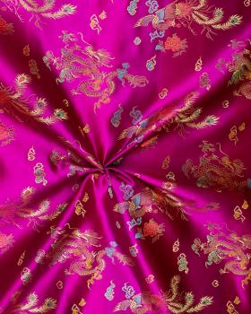 Satin jacquard dragon Fuchsia - Tissushop